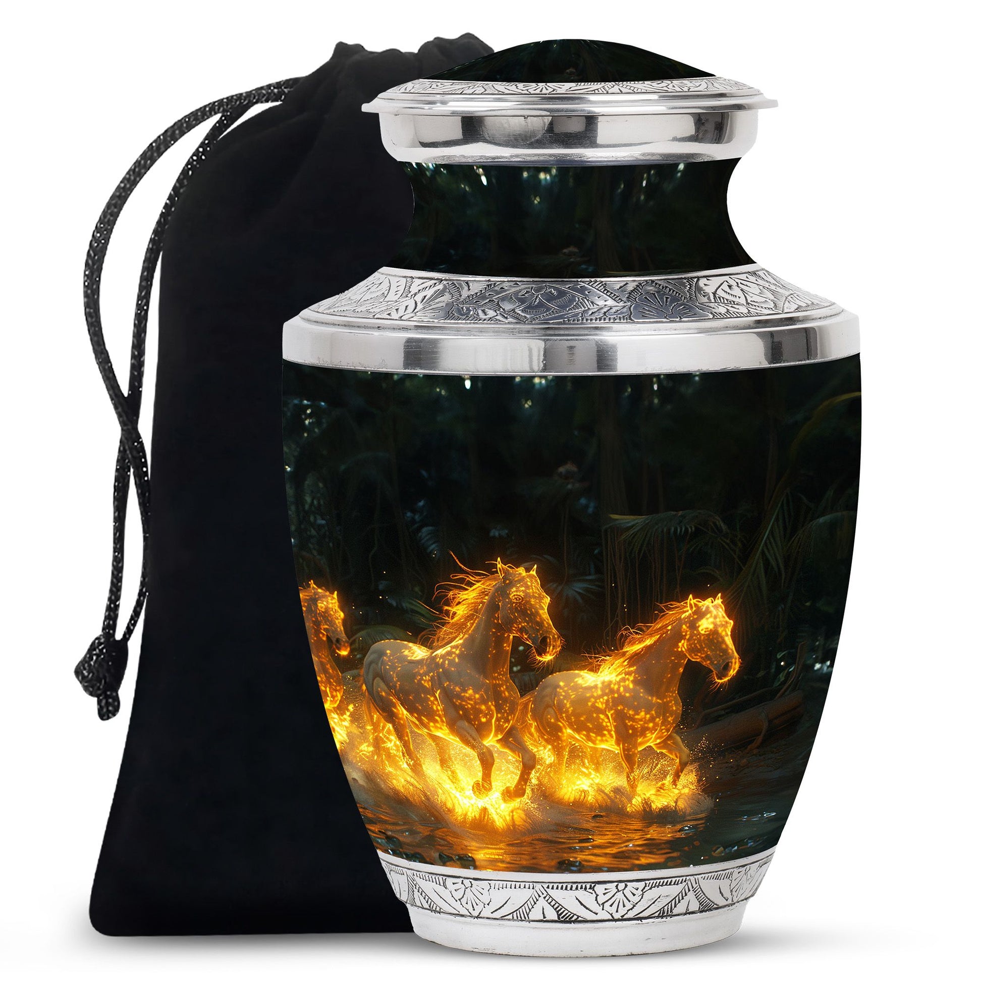Fiery River Steeds Horse Cremation Urn For Human Ashes - Funeral Urns
