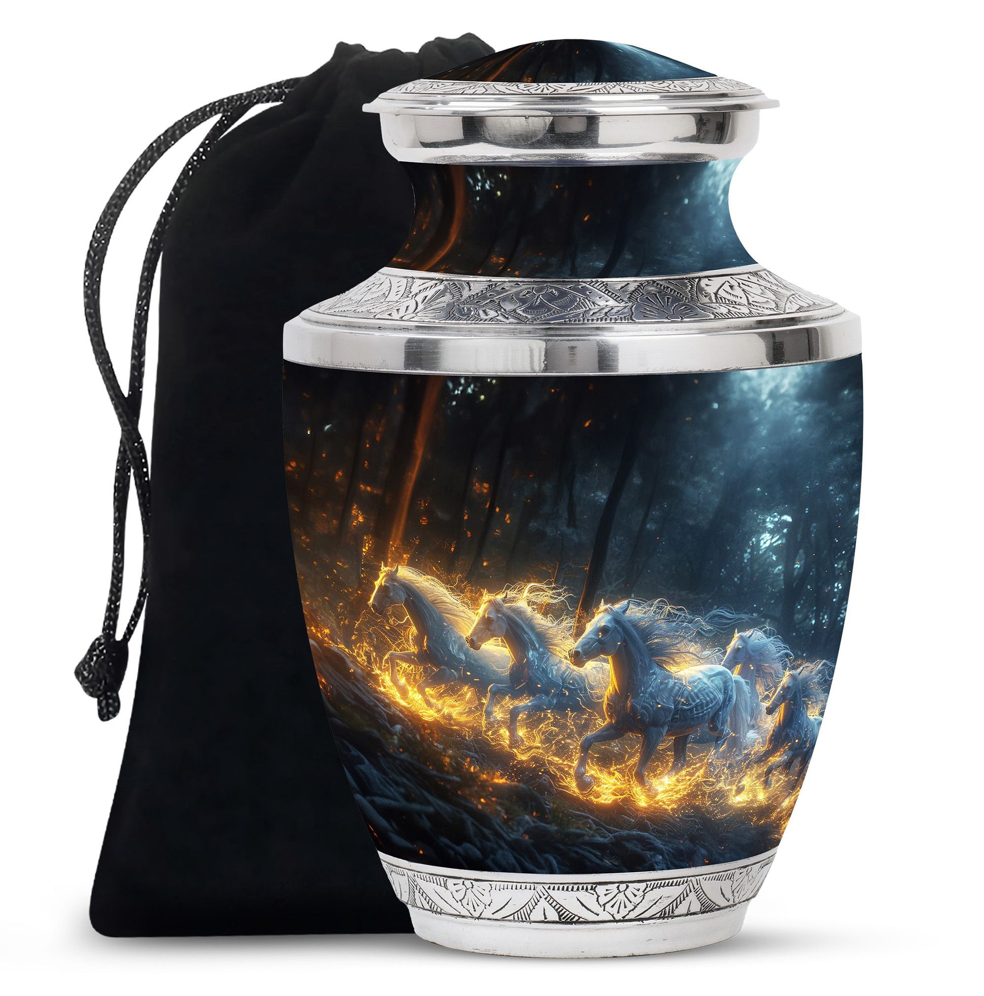 Galloping Horses Cremation Urn For Human Ashes - Urns For Adult Male
