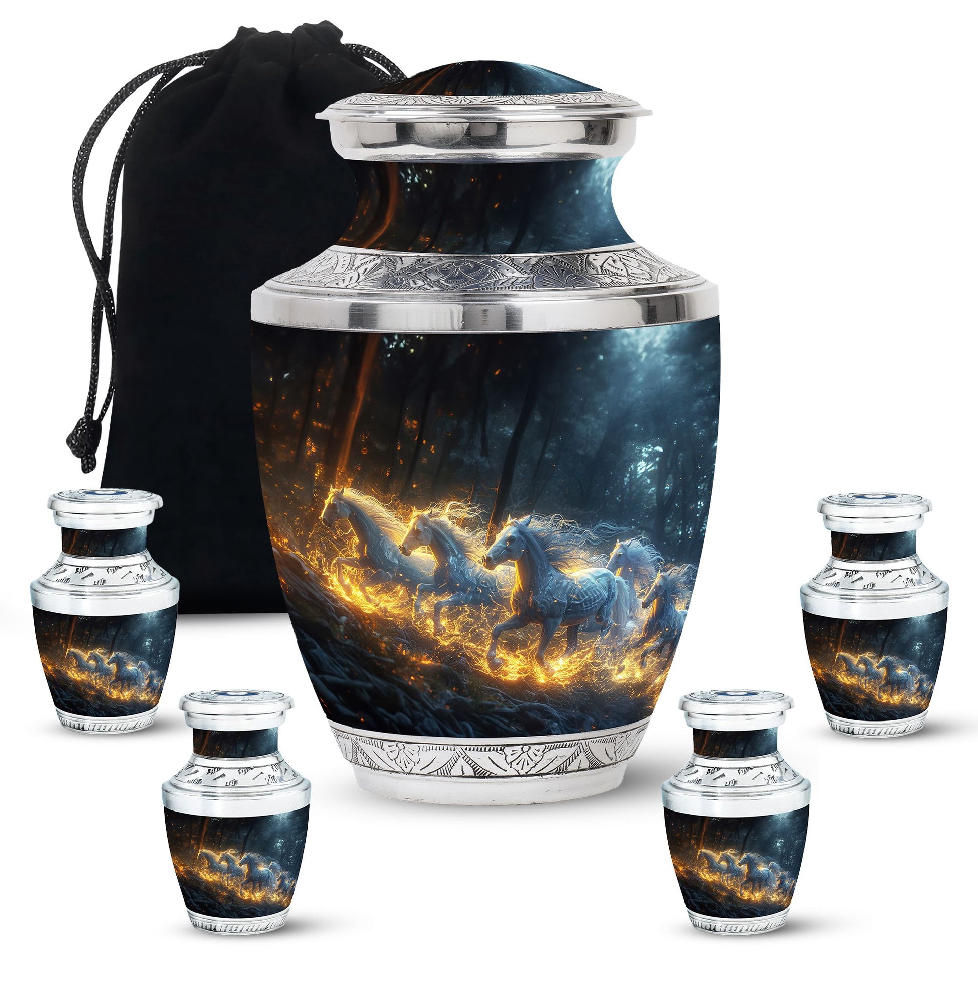 Galloping Horses Cremation Urn For Human Ashes - Urns For Adult Male