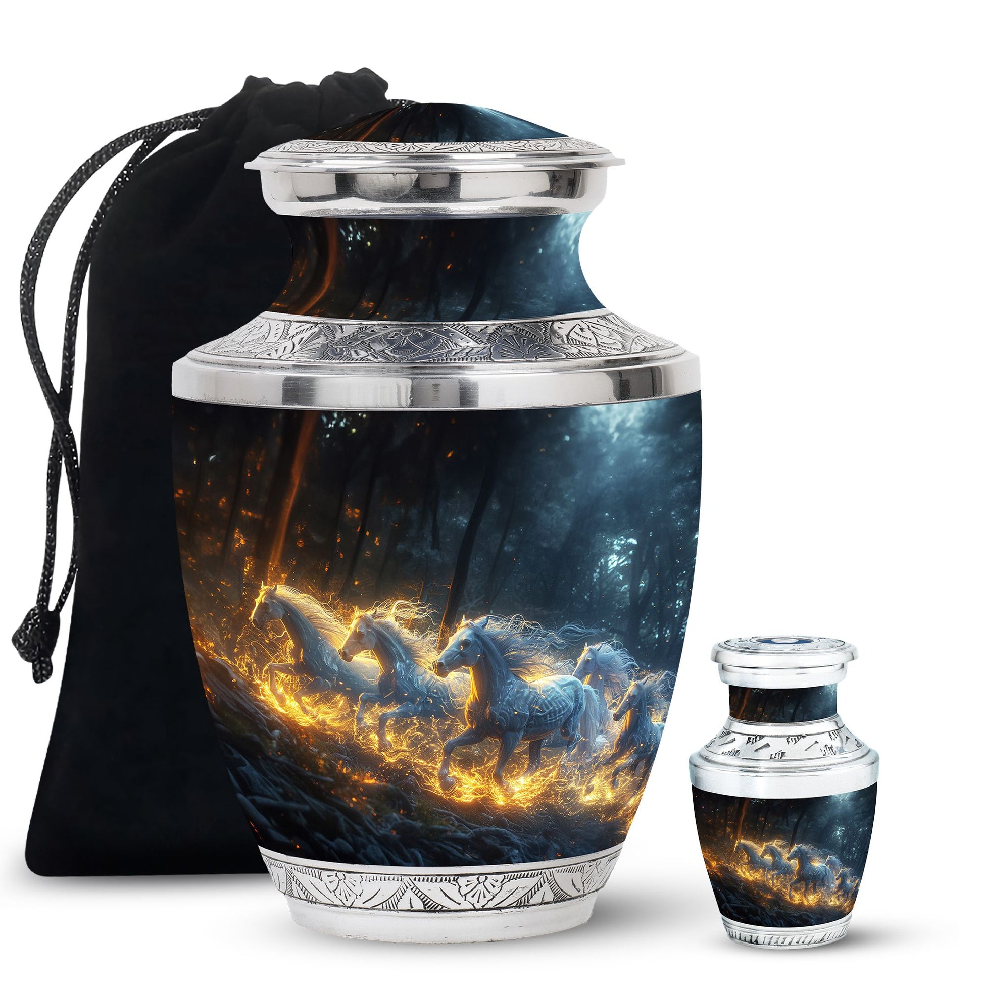 Galloping Horses Cremation Urn For Human Ashes - Urns For Adult Male