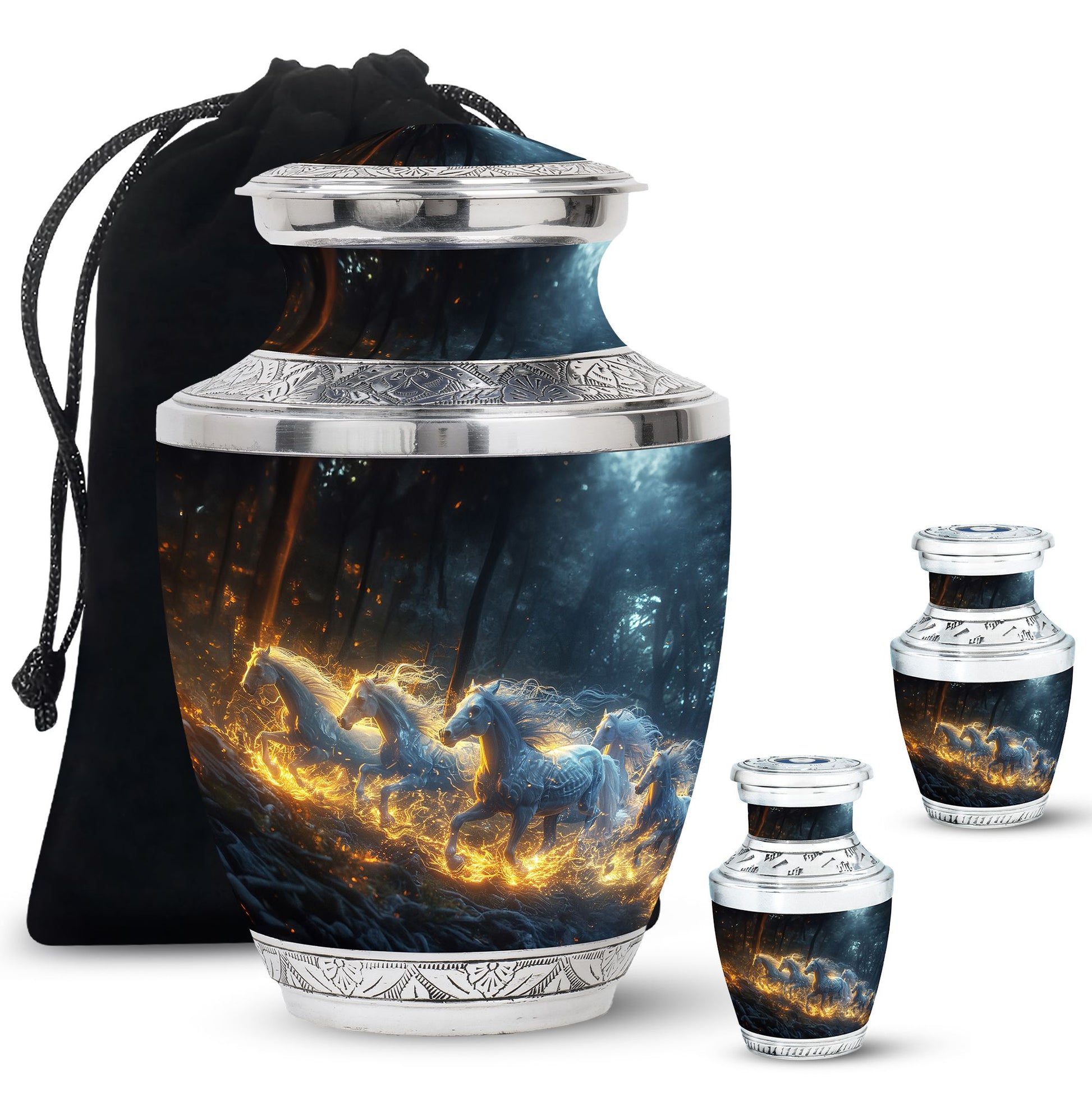 Galloping Horses Cremation Urn For Human Ashes - Urns For Adult Male