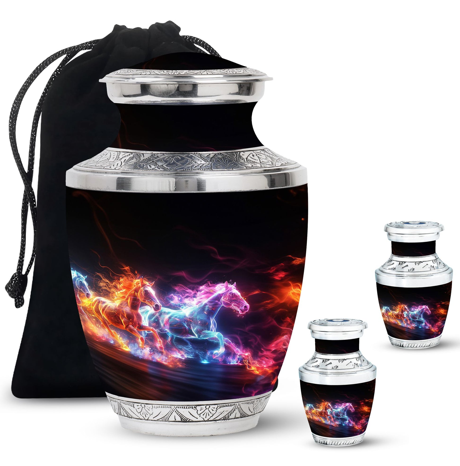 Running Horses Cremation Urns For Human Ashes - Burial Urns For Adult