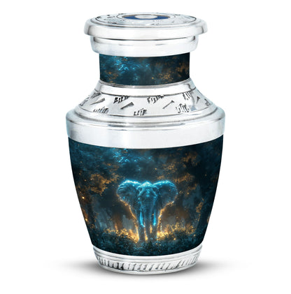 Blue Personalized Elephant Cremation Urn for Adults - 10-inch, 200 cu in - Yatskia
