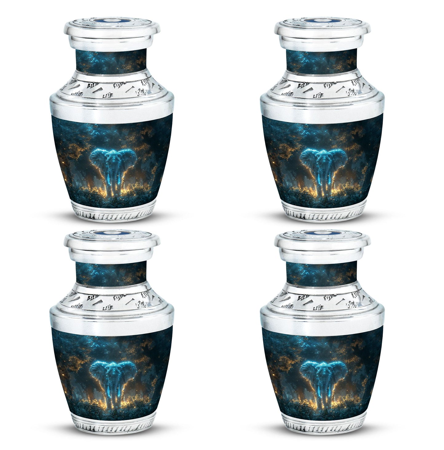 Blue Personalized Elephant Cremation Urn for Adults - 10-inch, 200 cu in - Yatskia