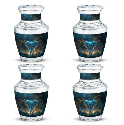 Blue Personalized Elephant Cremation Urn for Adults - 10-inch, 200 cu in - Yatskia