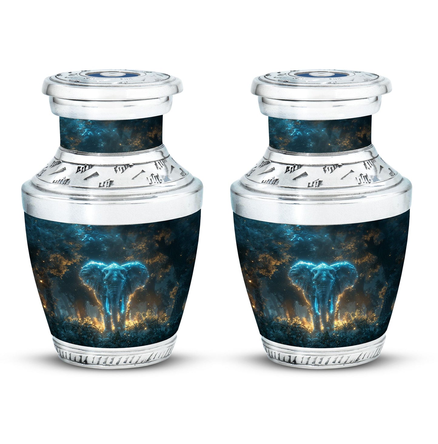 Blue Personalized Elephant Cremation Urn for Adults - 10-inch, 200 cu in - Yatskia