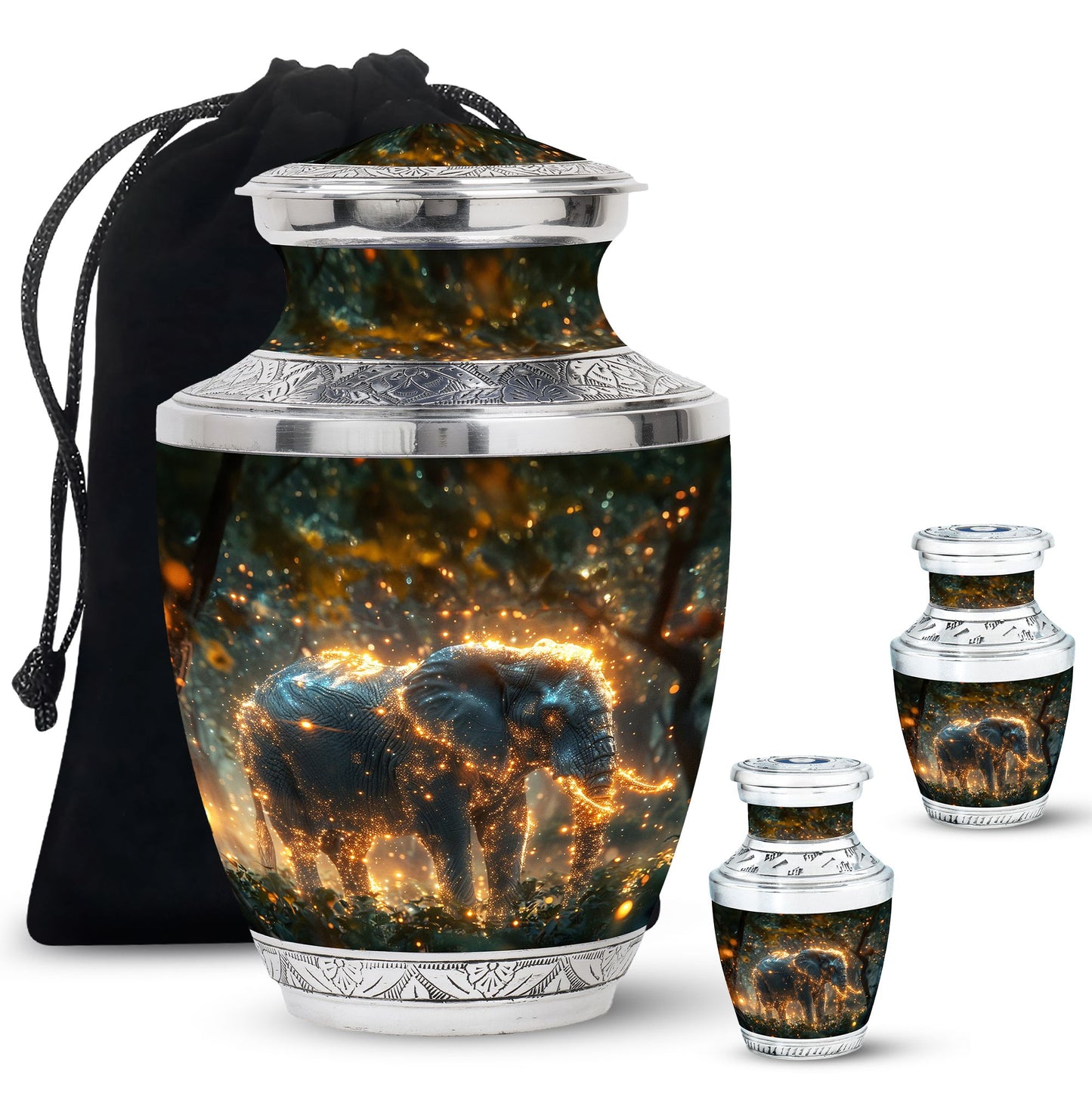 Personalized Elephant Cremation Urn for Men and Women - 10-inch, 200 cu in - Yatskia