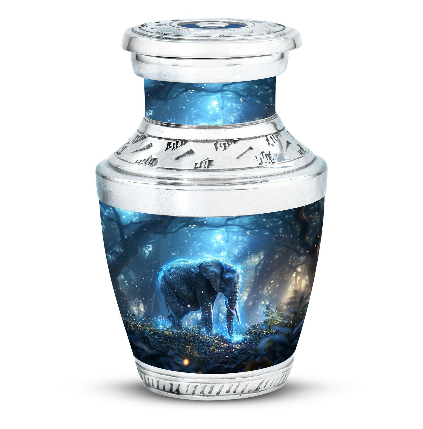 Blue Personalized Elephant Cremation Urn for Men & Women - 10-inch, 200 cu in - Yatskia