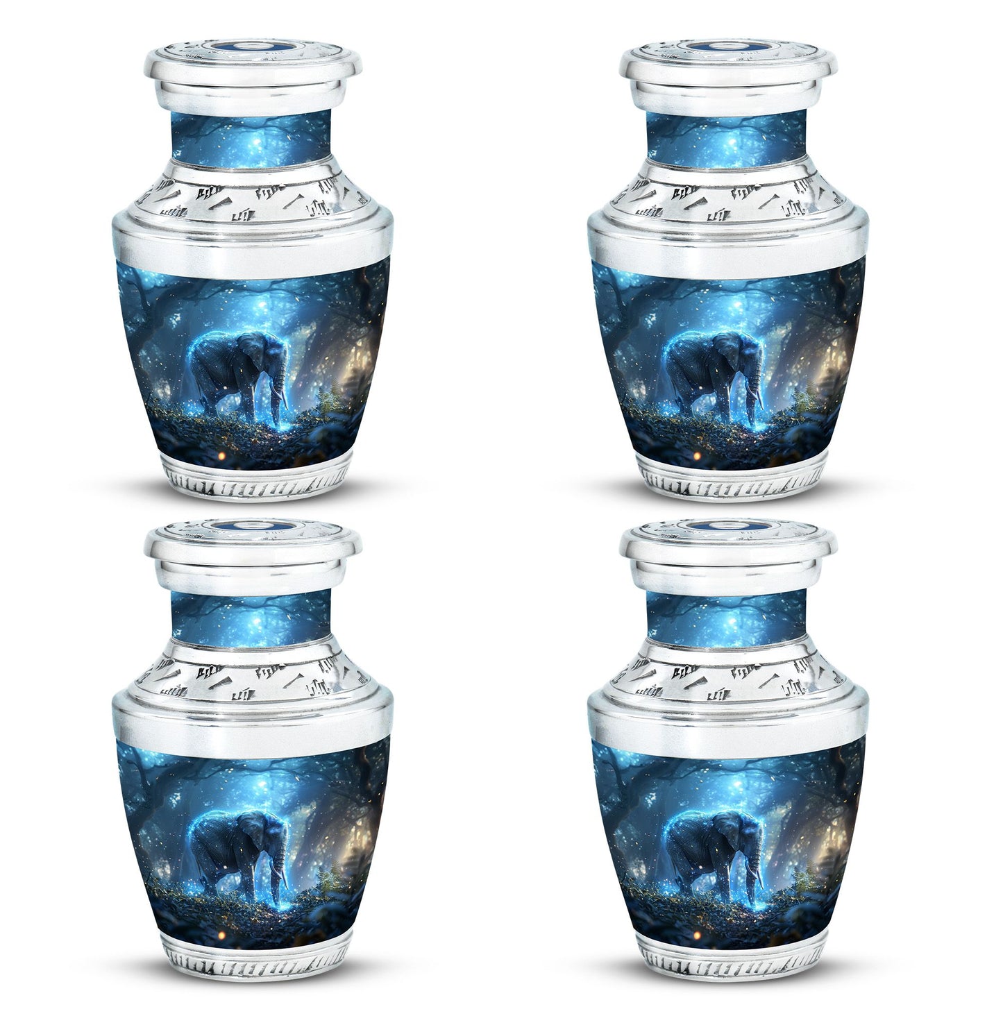 Blue Personalized Elephant Cremation Urn for Men & Women - 10-inch, 200 cu in - Yatskia