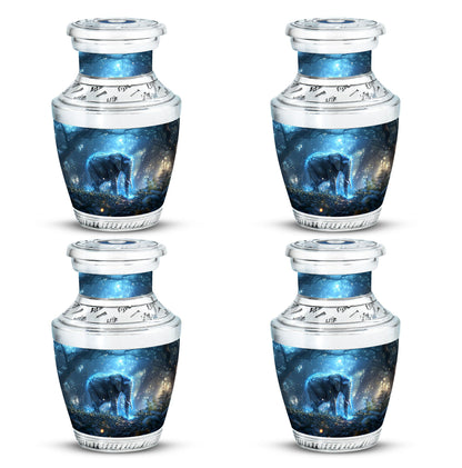Blue Personalized Elephant Cremation Urn for Men & Women - 10-inch, 200 cu in - Yatskia