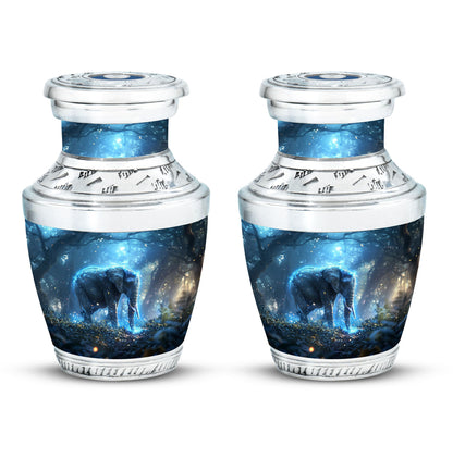 Blue Personalized Elephant Cremation Urn for Men & Women - 10-inch, 200 cu in - Yatskia