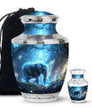 Blue Elephant Galaxy Cremation Urns For Human Ashes - Urns For Men & Women