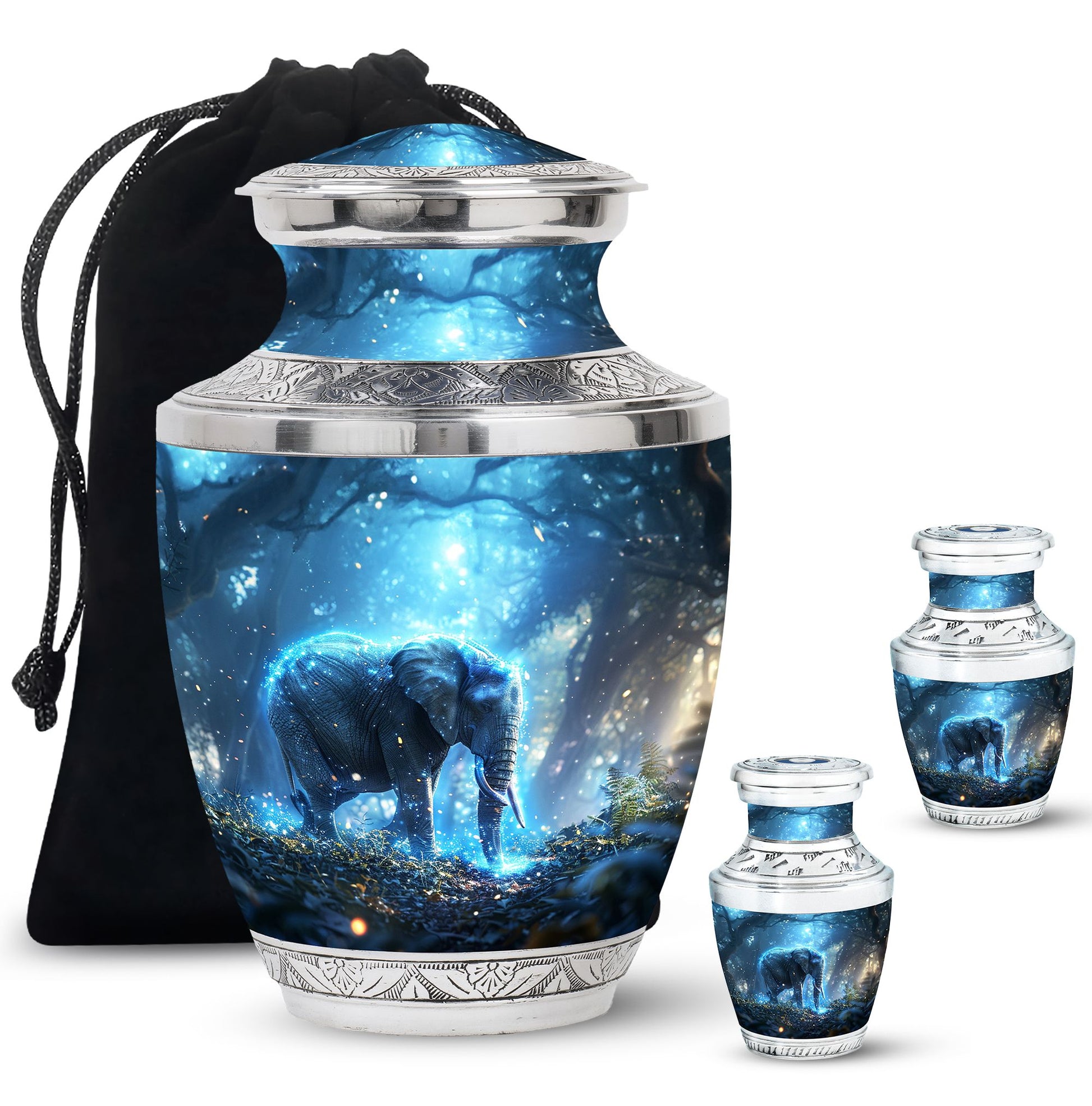 Blue Elephant Galaxy Cremation Urns For Human Ashes - Urns For Men & Women