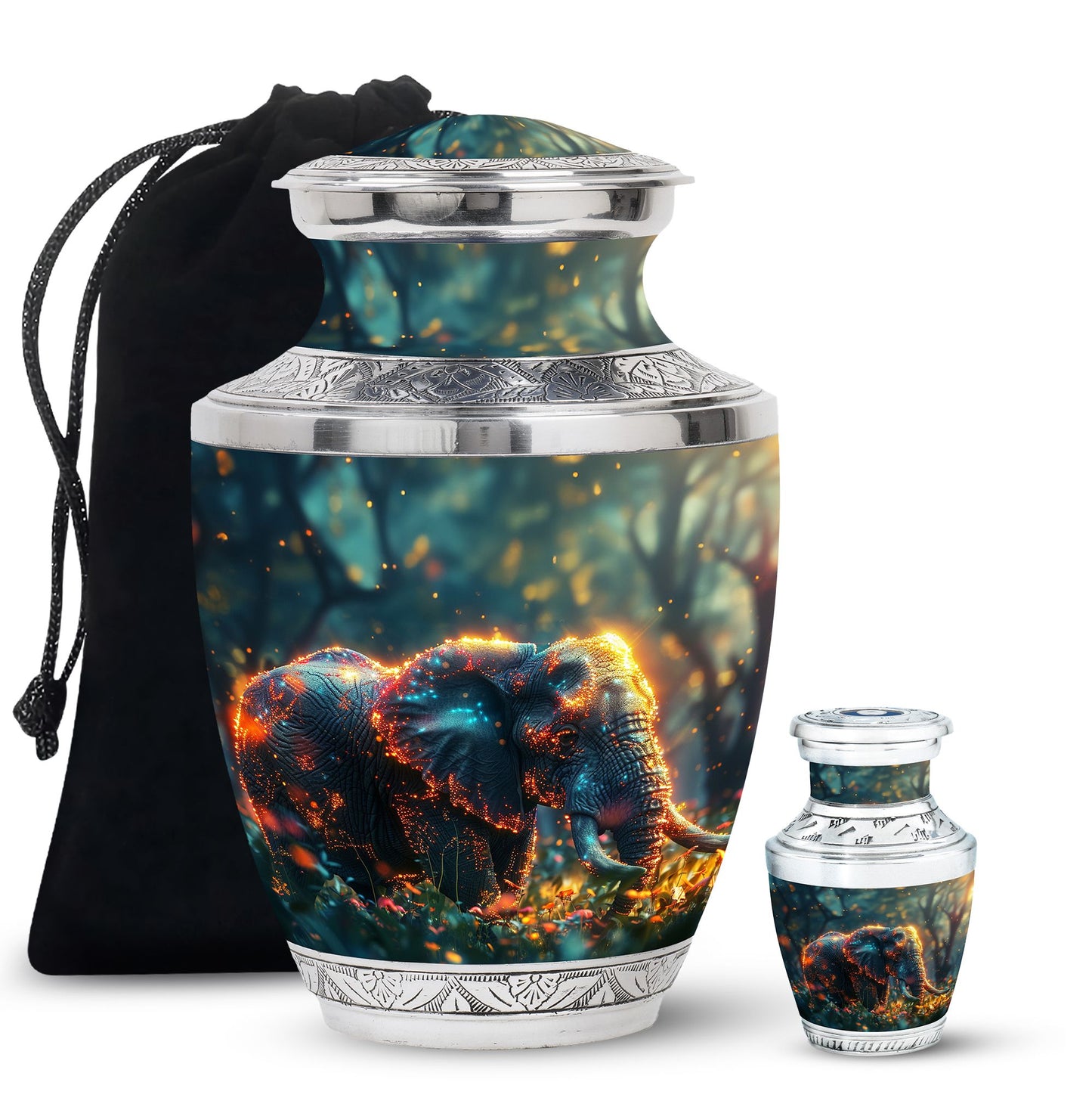 Personalized Elephant Cremation Urn for Women - 10-inch, 200 cu in - Yatskia