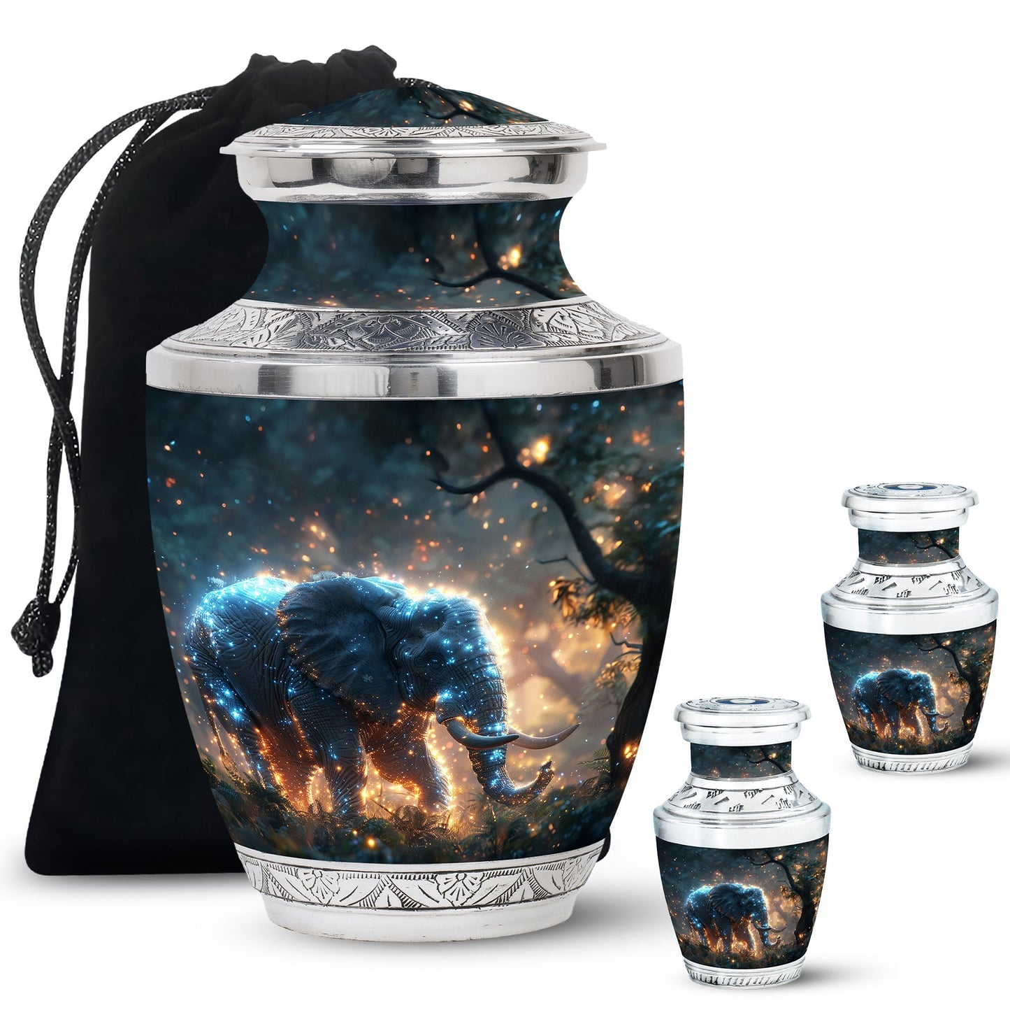 Personalized Elephant Cremation Urn for Men & Women - 10-inch, 200 cu in - Yatskia