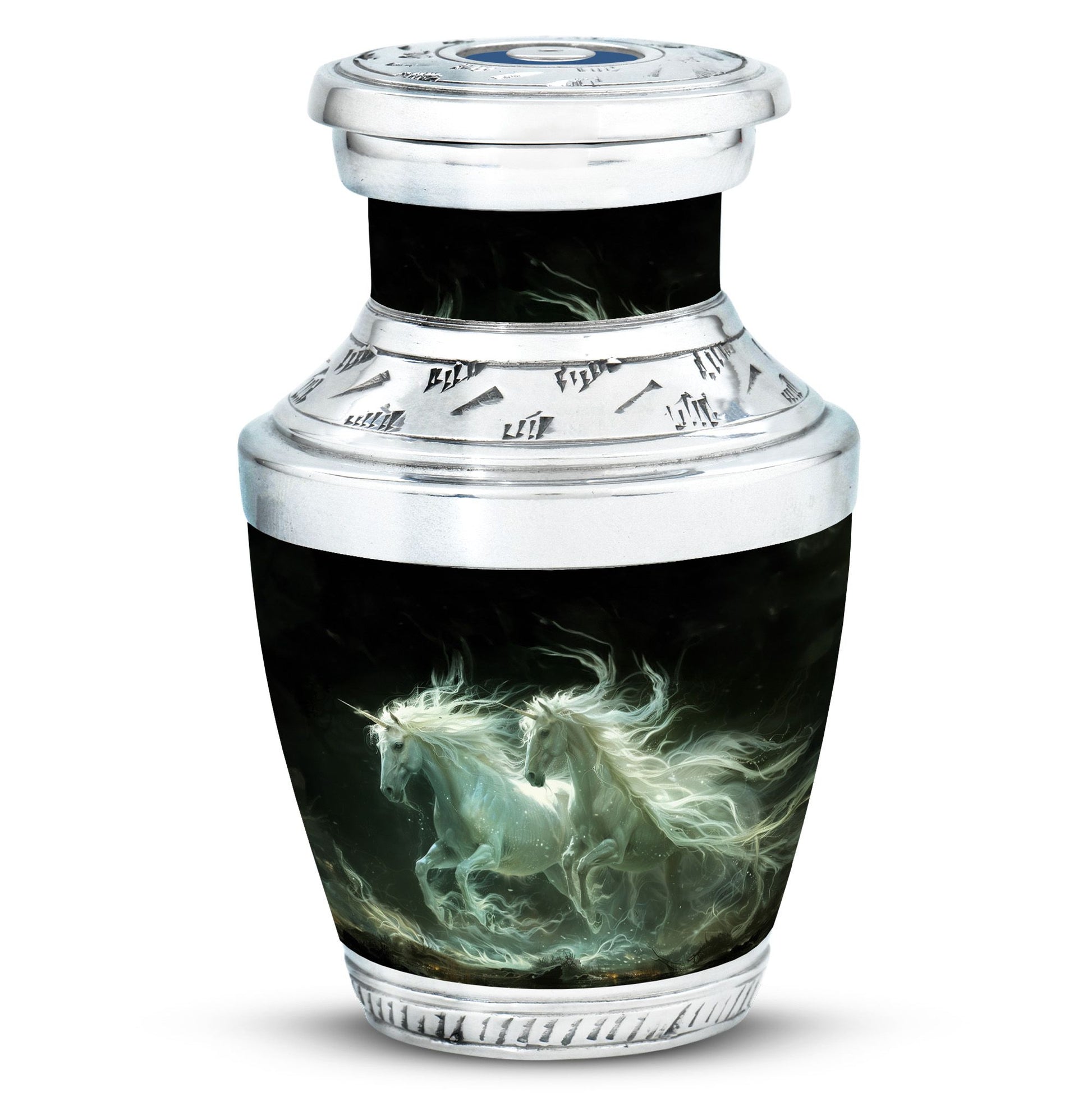 White Unicorn Black Urn - Cremation Urns For Adult Ashes Women