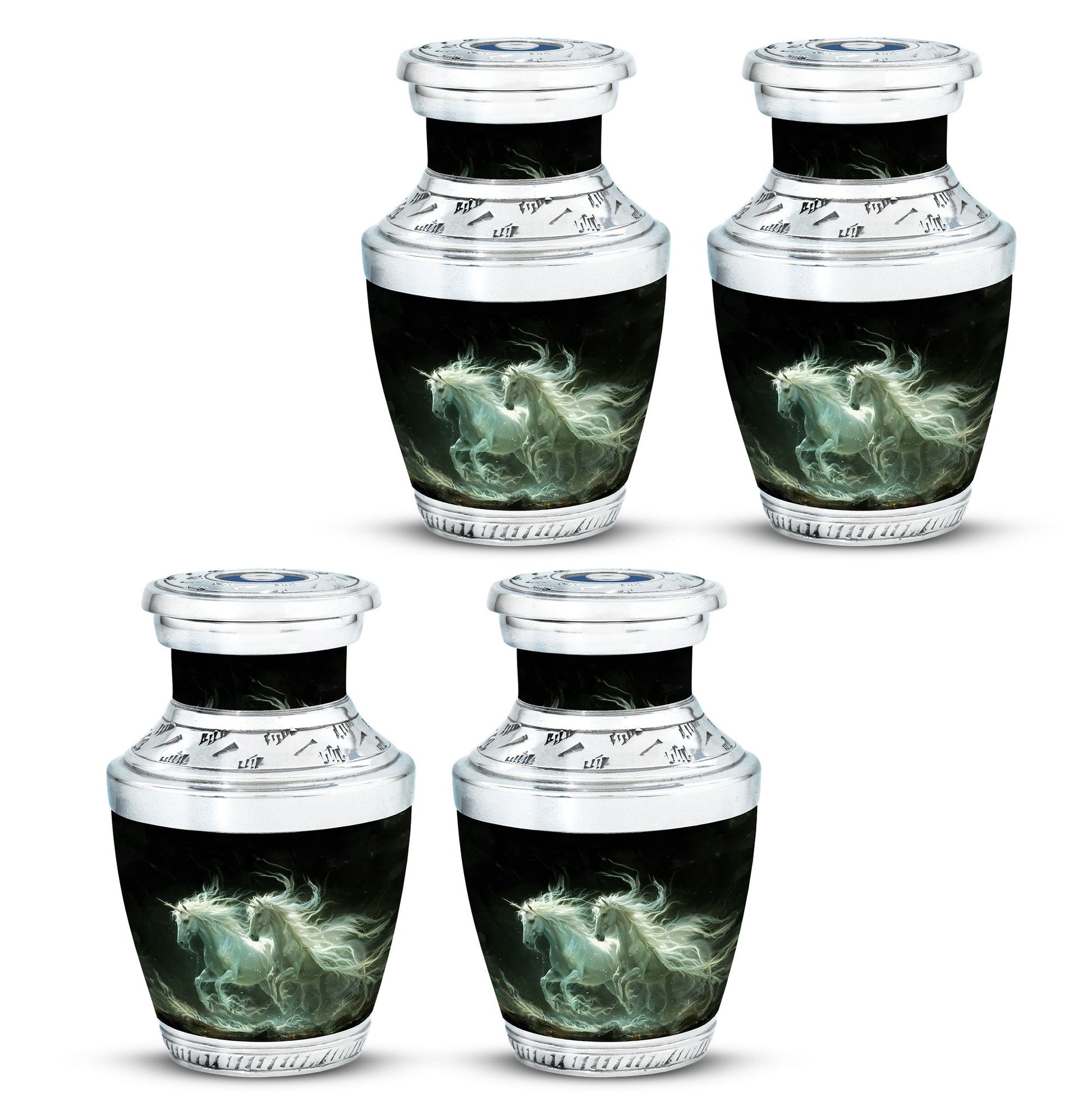 White Unicorn Black Urn - Cremation Urns For Adult Ashes Women