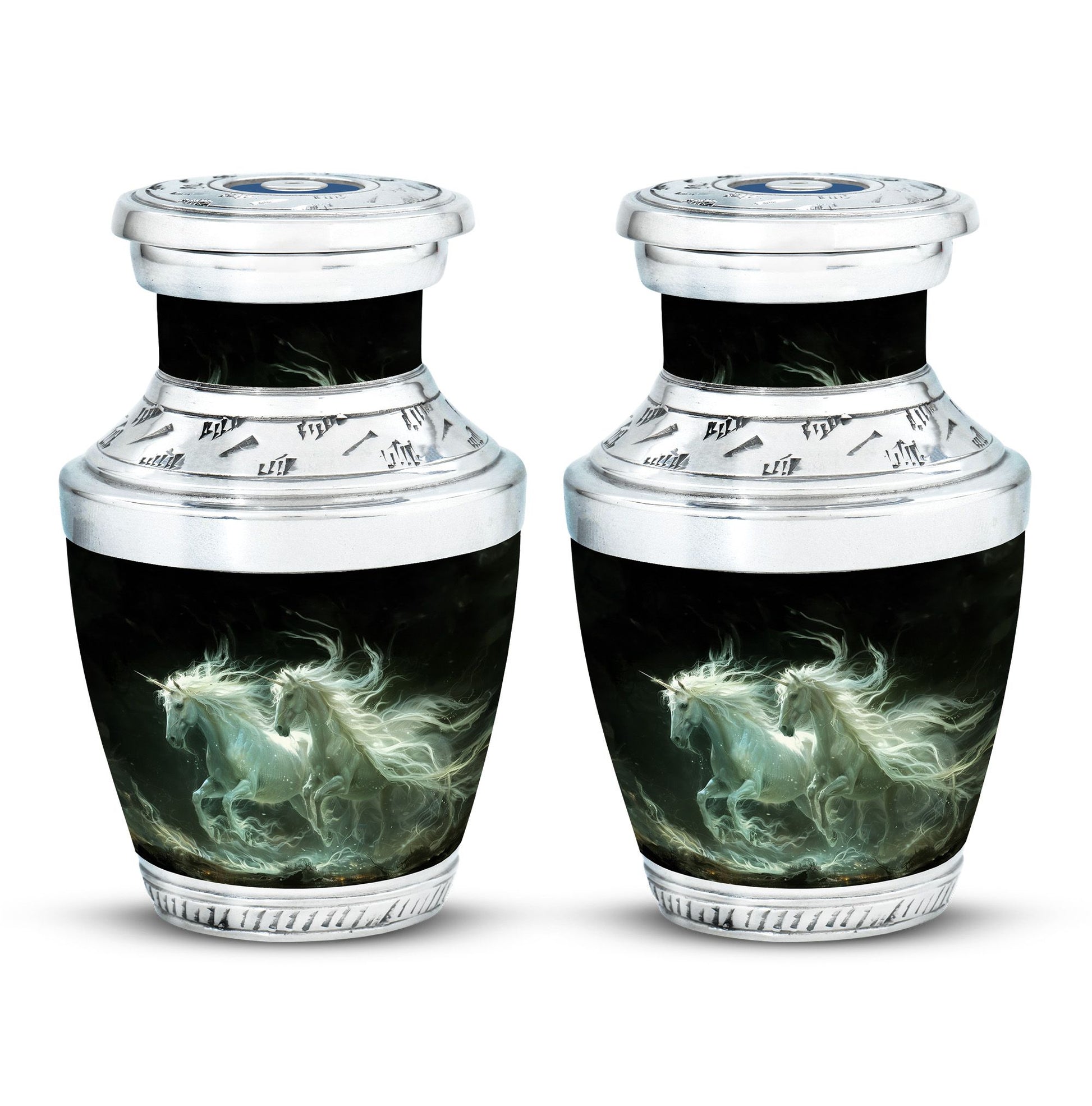 White Unicorn Black Urn - Cremation Urns For Adult Ashes Women