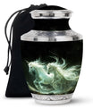 White Unicorn Black Urn - Cremation Urns For Adult Ashes Women