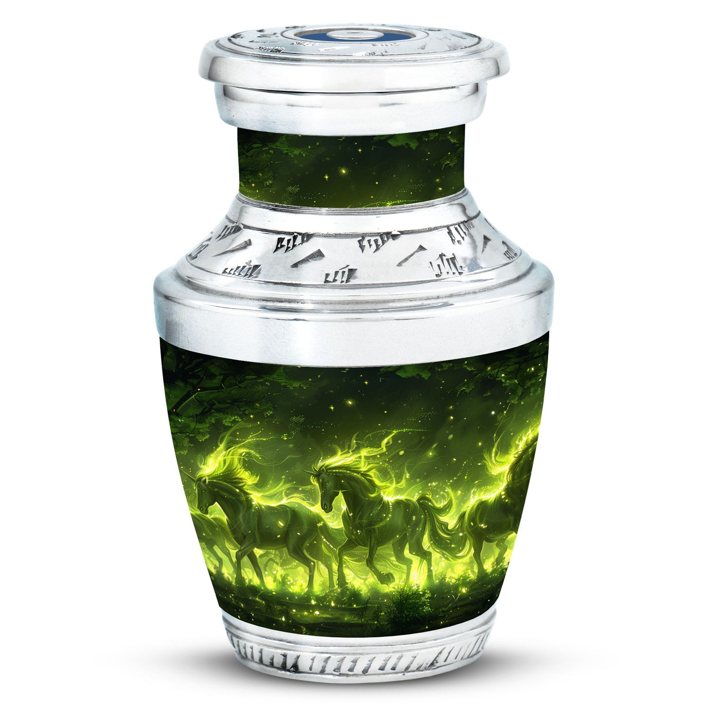 Green Personalized Unicorn Cremation Urn for Women - 10-inch, 200 cu in - Yatskia