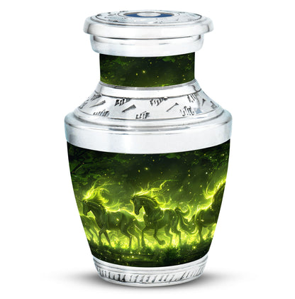 Green Personalized Unicorn Cremation Urn for Women - 10-inch, 200 cu in - Yatskia
