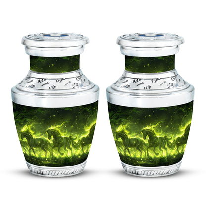 Green Personalized Unicorn Cremation Urn for Women - 10-inch, 200 cu in - Yatskia