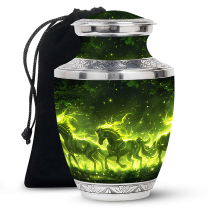 Green Personalized Unicorn Cremation Urn for Women - 10-inch, 200 cu in - Yatskia