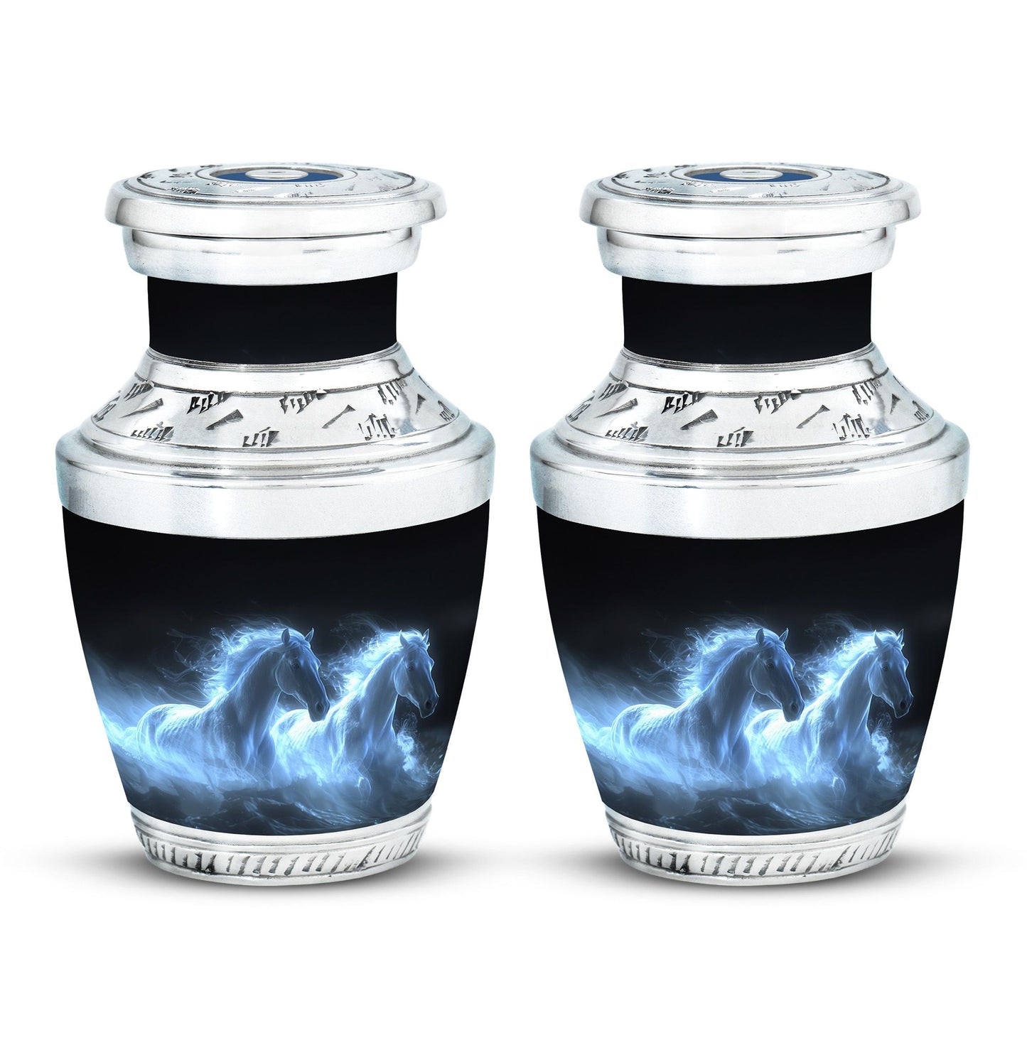 White Personalized Horse Cremation Urn for Human Ashes - 10-inch, 200 cu in - Yatskia