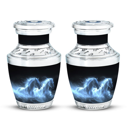 White Personalized Horse Cremation Urn for Human Ashes - 10-inch, 200 cu in - Yatskia