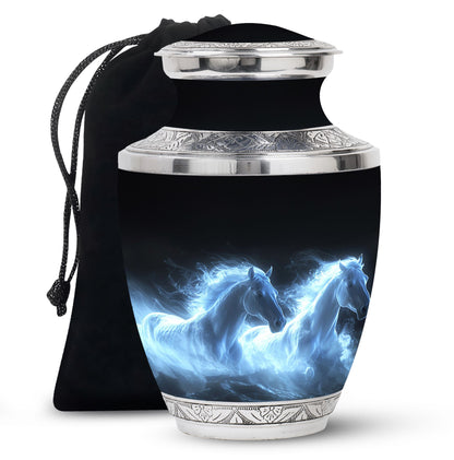 White Personalized Horse Cremation Urn for Human Ashes - 10-inch, 200 cu in - Yatskia