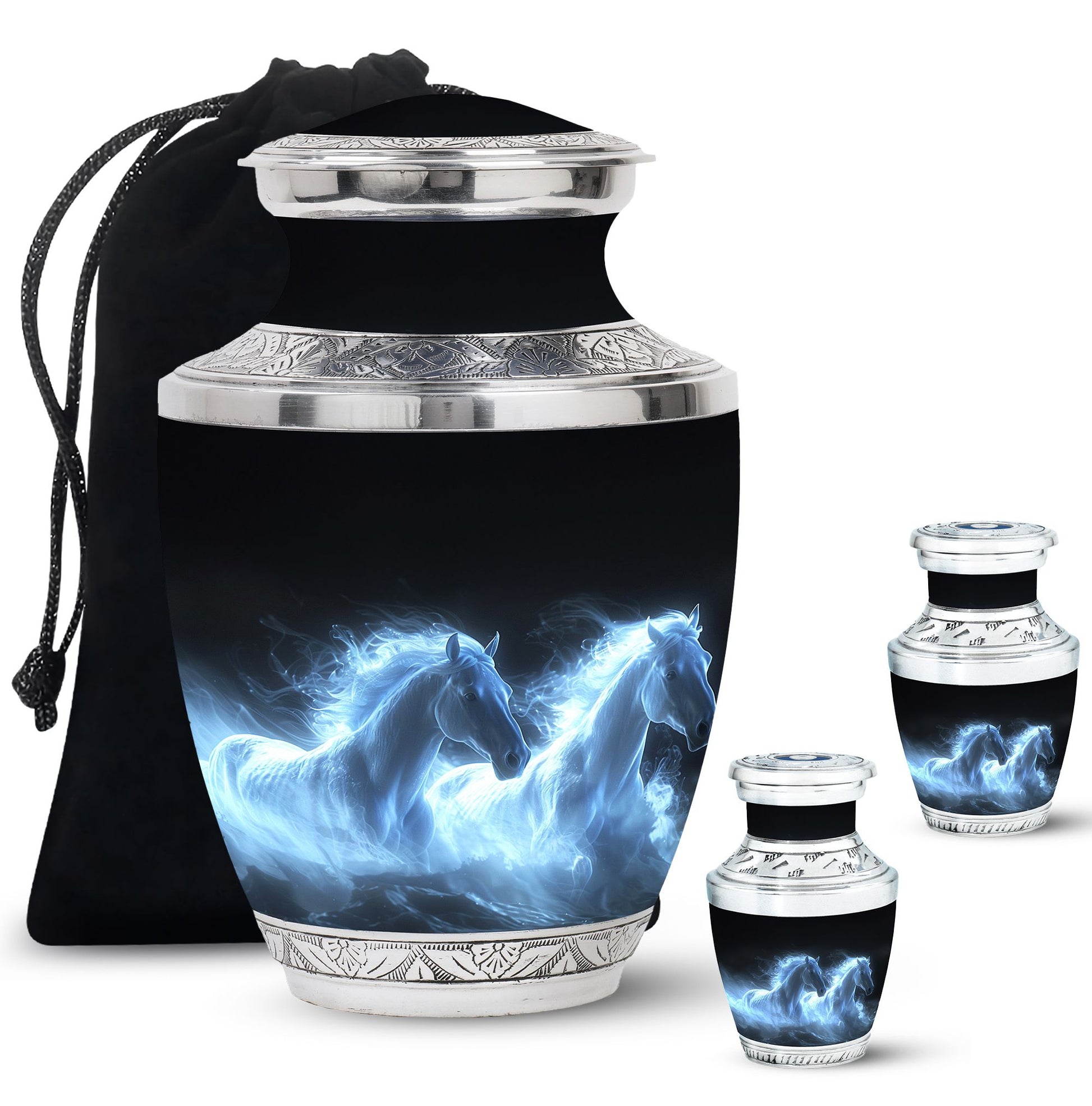 White Horse Cremation Urn - Adult Urns For Human Ashes Women