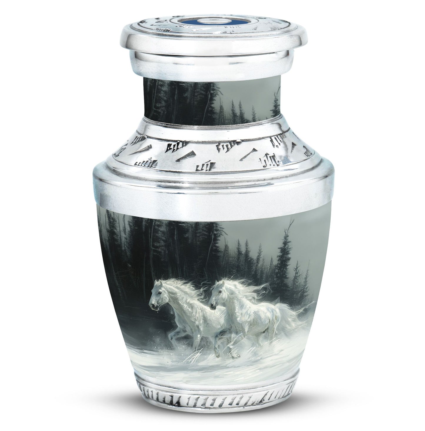 White Personalized Horse Cremation Urn for Human Ashes - 10-inch, 200 cu in - Yatskia