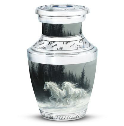 White Personalized Horse Cremation Urn for Human Ashes - 10-inch, 200 cu in - Yatskia