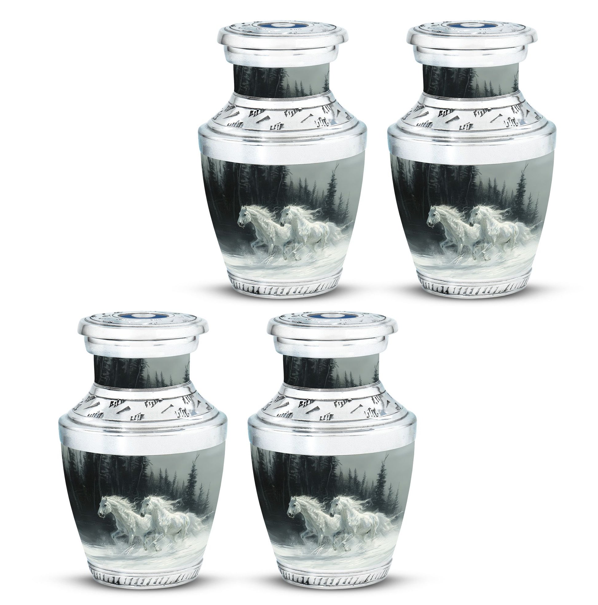 White Horse & Snow Urn - Urns For Human Ashes Adult Large