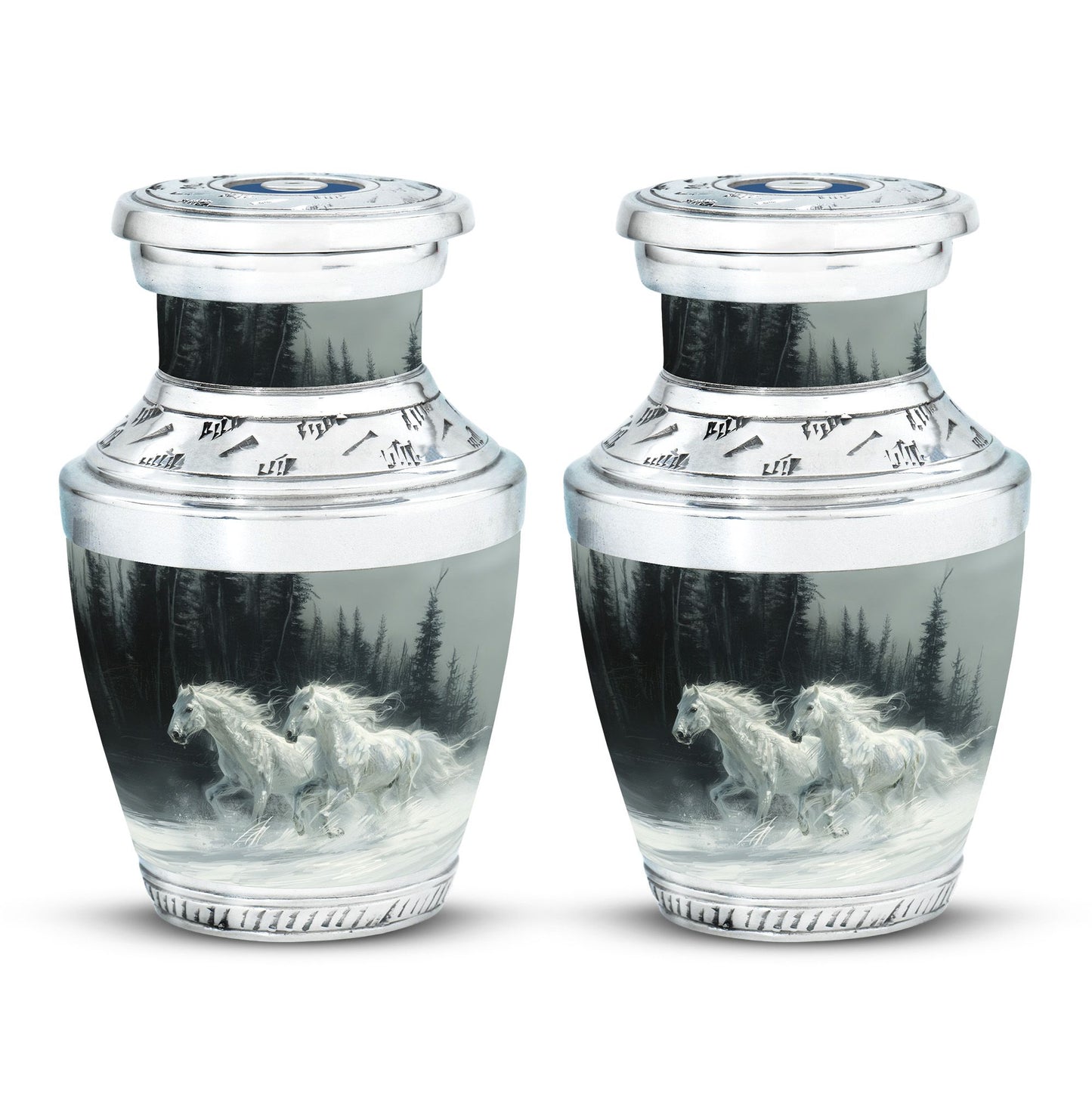 White Personalized Horse Cremation Urn for Human Ashes - 10-inch, 200 cu in - Yatskia