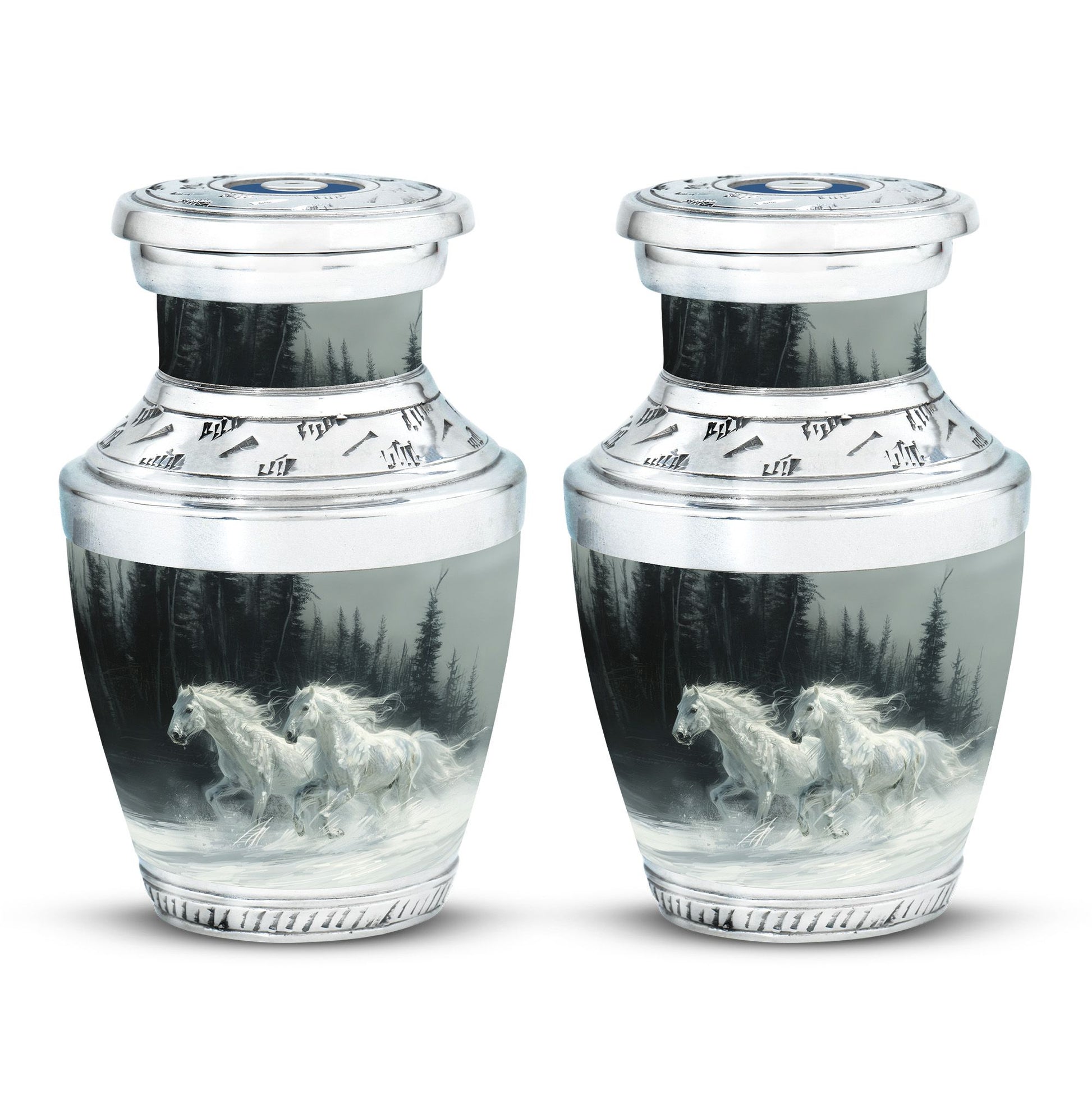 White Horse & Snow Urn - Urns For Human Ashes Adult Large
