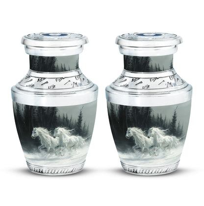 White Personalized Horse Cremation Urn for Human Ashes - 10-inch, 200 cu in - Yatskia