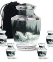 White Horse & Snow Urn - Urns For Human Ashes Adult Large