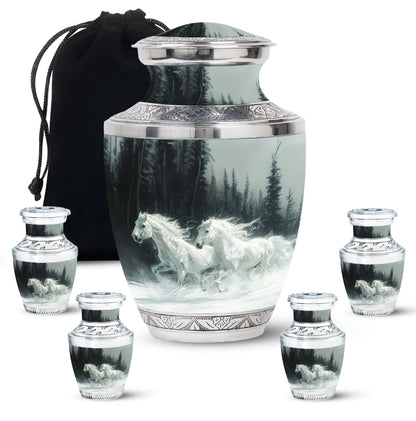 White Personalized Horse Cremation Urn for Human Ashes - 10-inch, 200 cu in - Yatskia