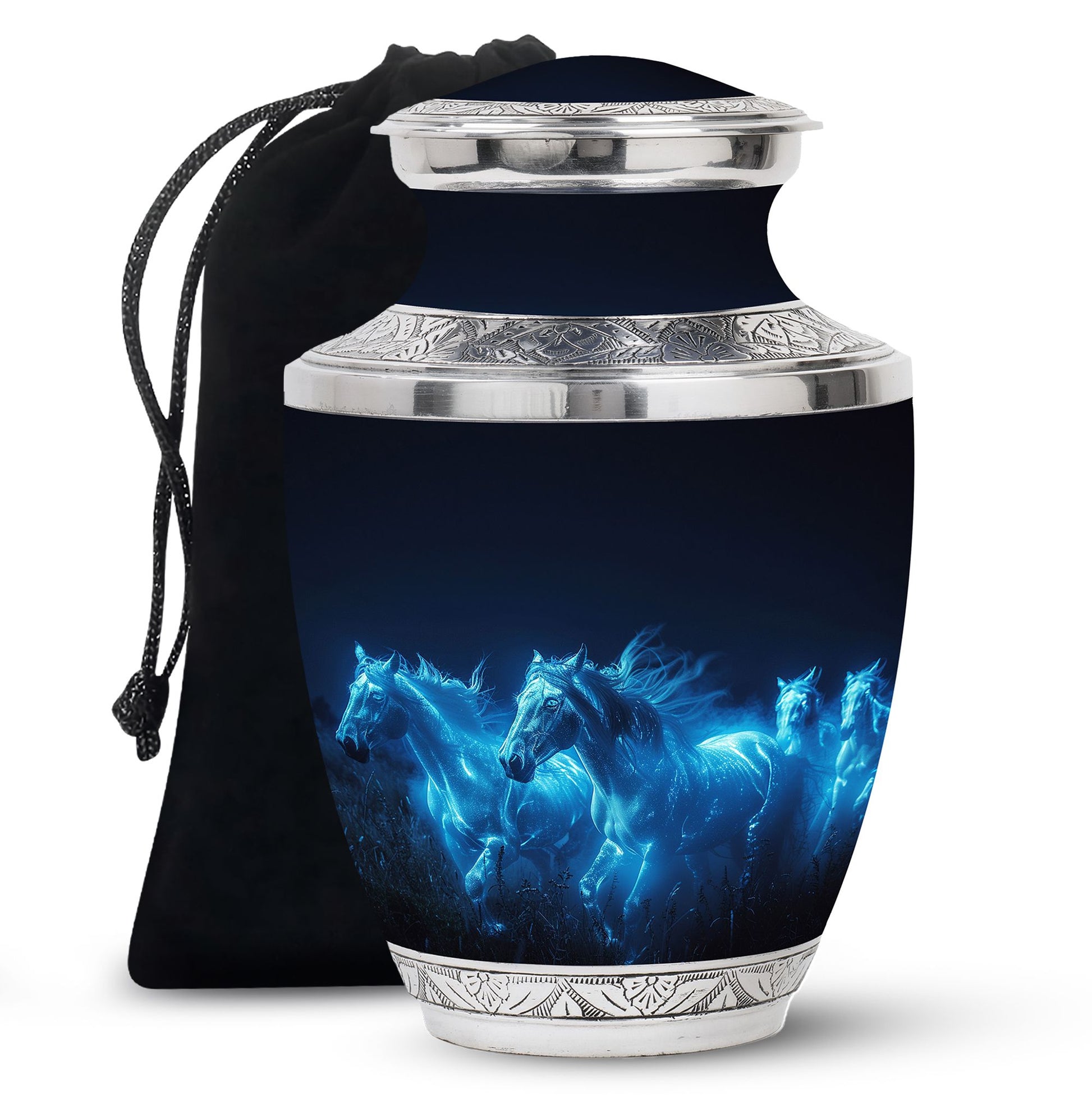 Horse Urn with Glowing Spirit Horses - Adult Large Urns