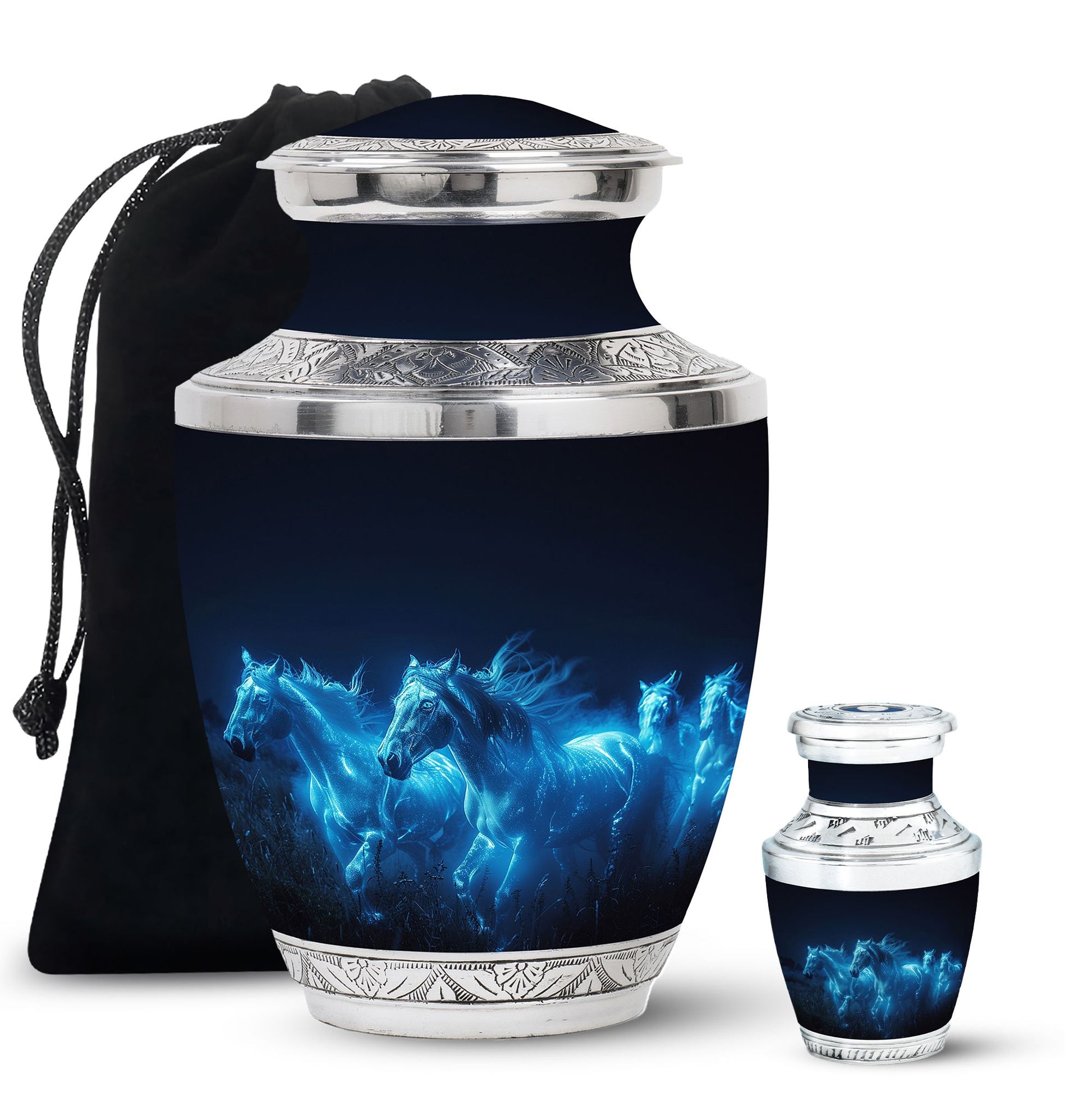 Horse Urn with Glowing Spirit Horses - Adult Large Urns