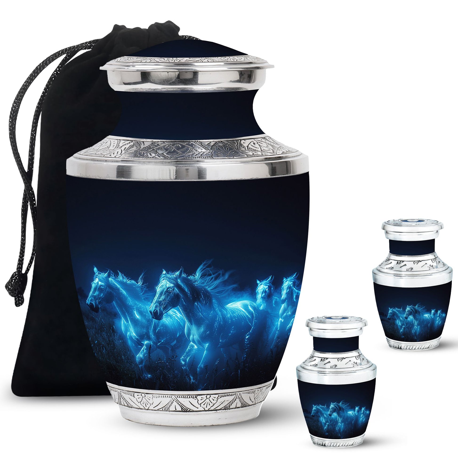 Horse Urn with Glowing Spirit Horses - Adult Large Urns