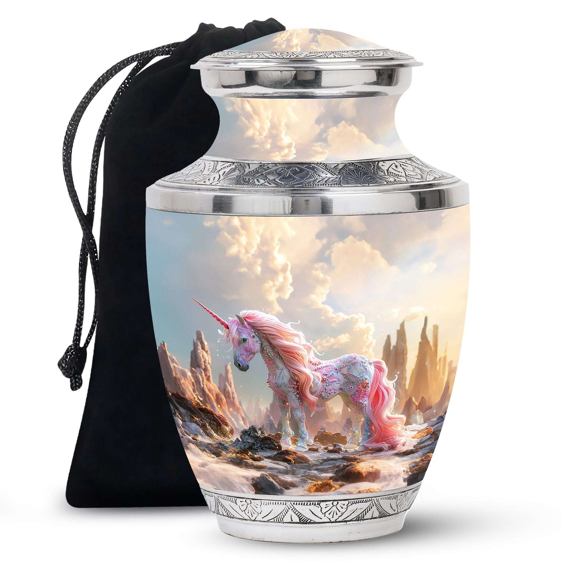 Pink Unicorn Cremation Urn For Women – Fantasy Tribute Urn For Funeral
