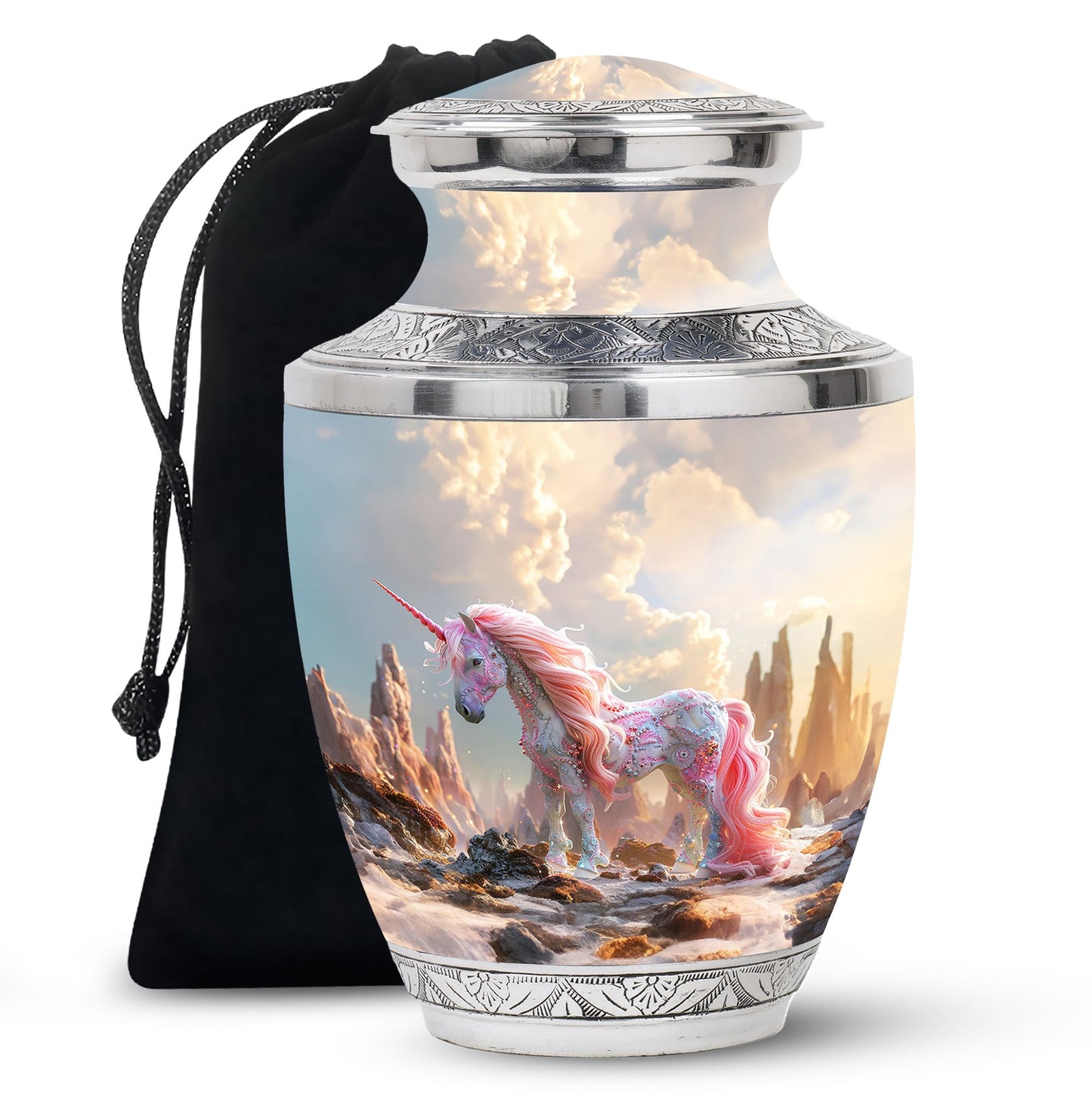 Personalized Unicorn Memorial Urn for Human Ashes - 10-inch, 200 cu in - Yatskia