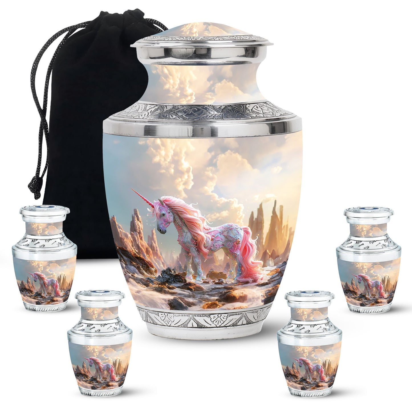 Personalized Unicorn Memorial Urn for Human Ashes - 10-inch, 200 cu in - Yatskia