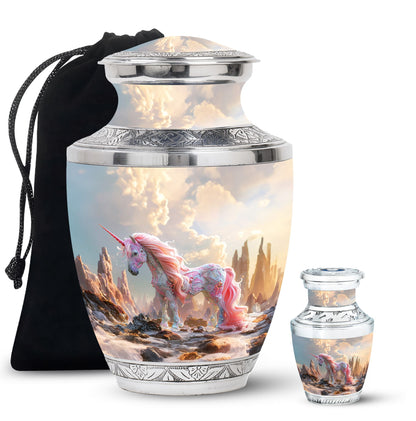 Personalized Unicorn Memorial Urn for Human Ashes - 10-inch, 200 cu in - Yatskia