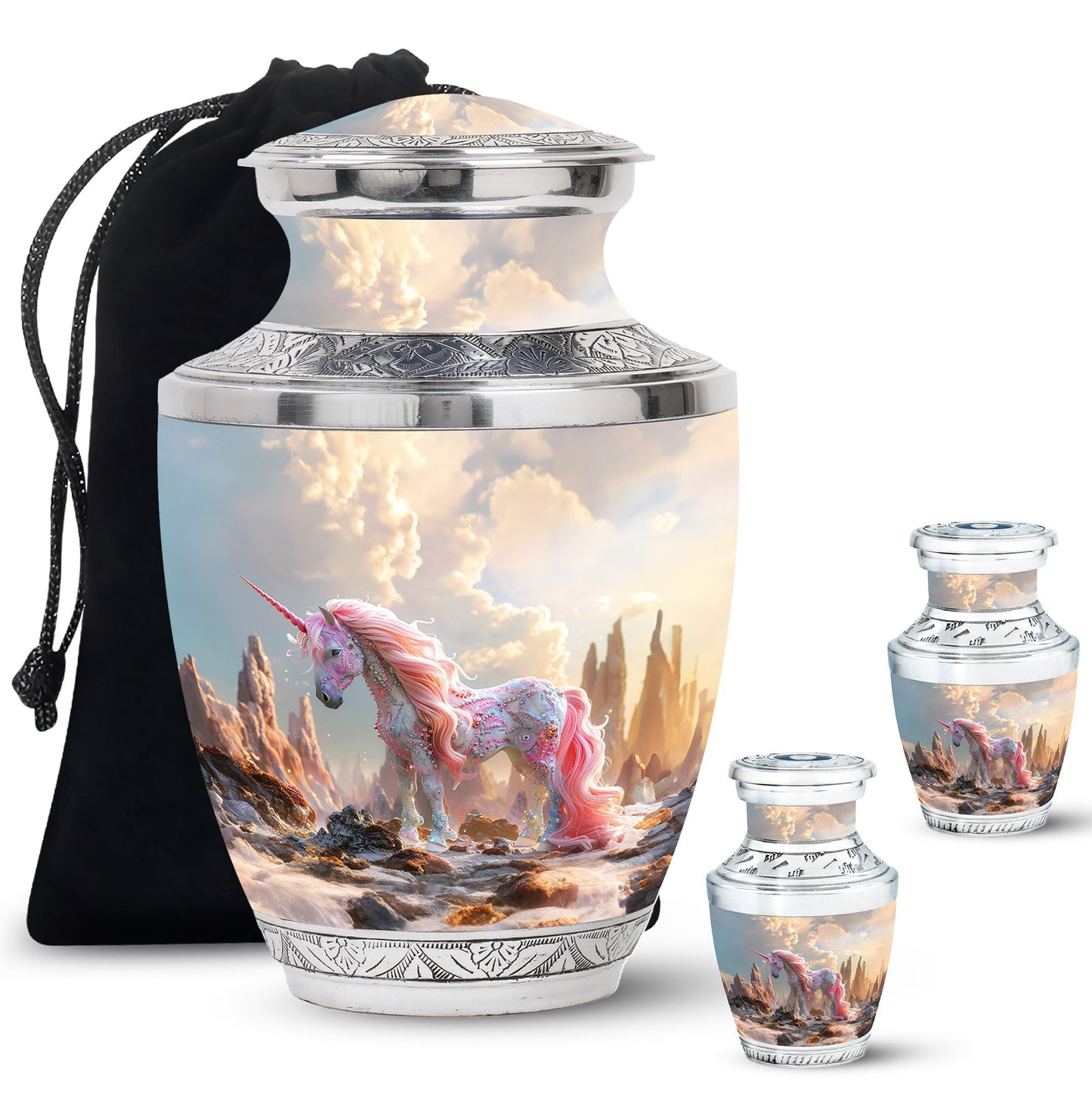 Personalized Unicorn Memorial Urn for Human Ashes - 10-inch, 200 cu in - Yatskia