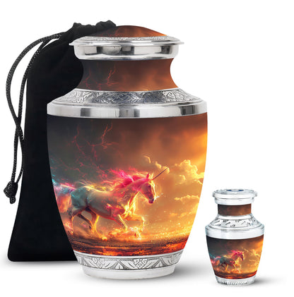 Personalized Unicorn Cremation Urn for Men & Women - 10-inch, 200 cu in - Yatskia
