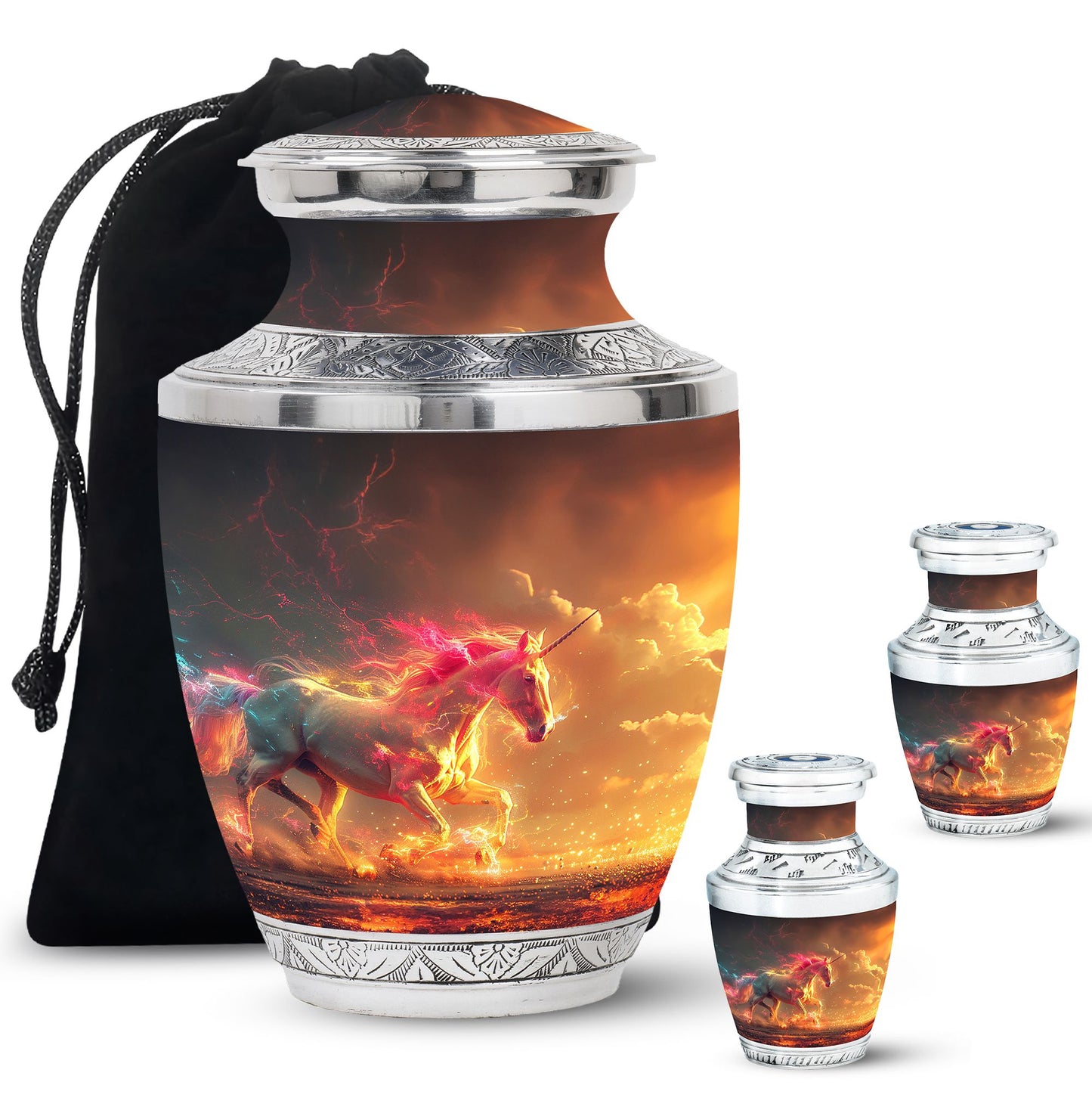 Personalized Unicorn Cremation Urn for Men & Women - 10-inch, 200 cu in - Yatskia