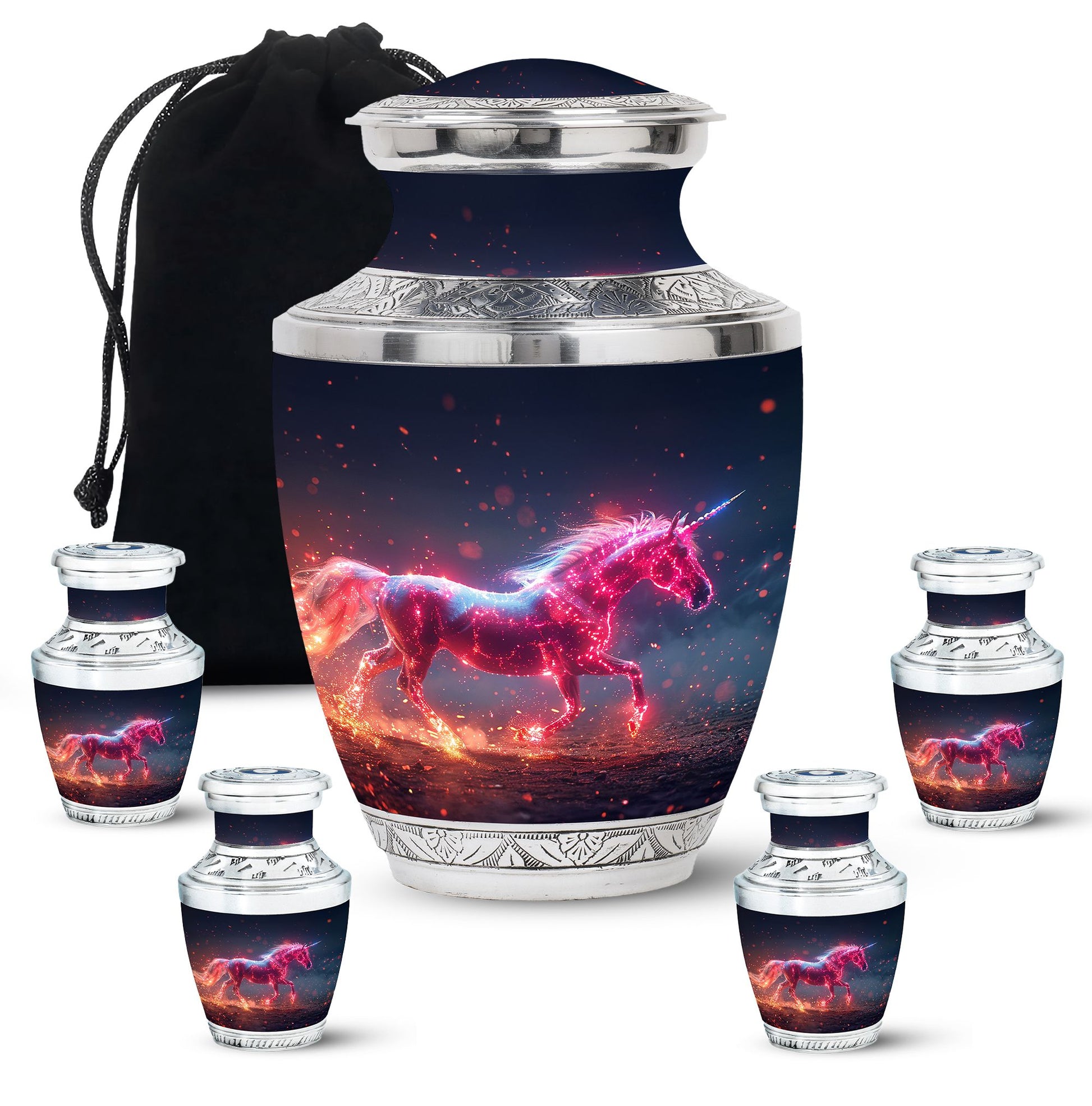 Sparkling Unicorn Cremation Urns Large & Small Combo For Women & Men